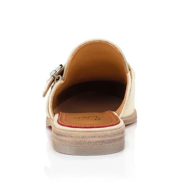 Christian Louboutin Muloman Flat Beige Suede Backless Slide Loafer Mule 42 9
